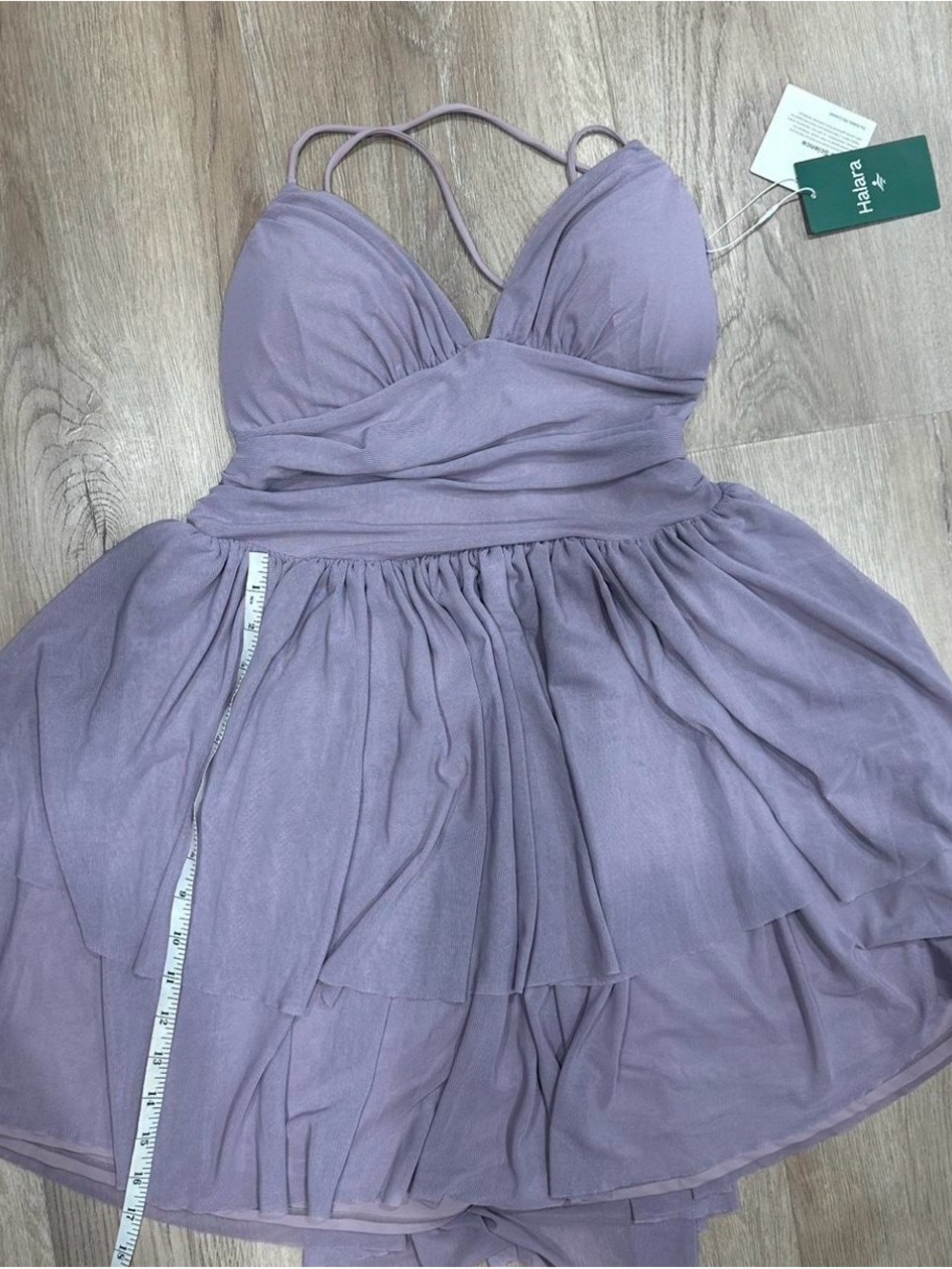 HALARA Lavender Spaghetti-Strap Chiffon Mini Dress